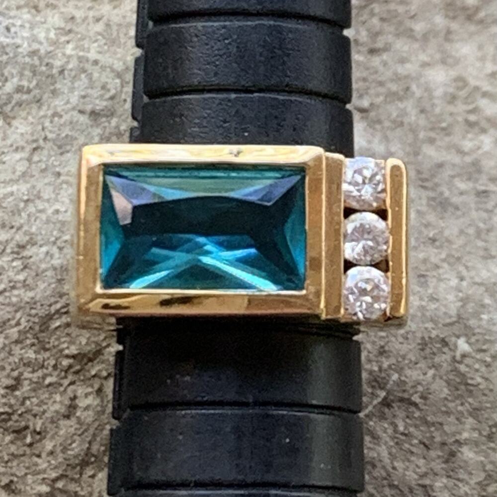 Ross Simons Ring Size 5 Gold Vermeil over Sterling Silver, Blue & White Topaz